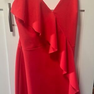 Windsor Womens Dark Coral Ruffle/ Side Slit Long Mermaid Event Gown (S)